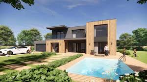 construction maison bois toit plat